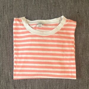 J. Crew Coral and White Striped Long Sleeve Top